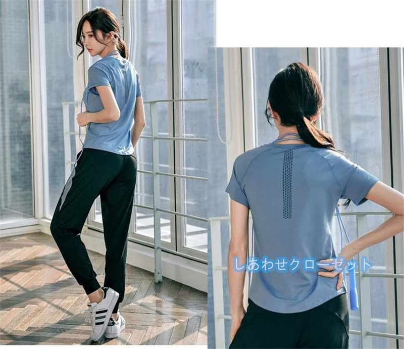 ヨガウェア レディース トップス 半袖 Tシャツ ホットヨガ 吸汗 ランニングウェア かわいい スポーツウェア おしゃれ 速乾 フィットネス 