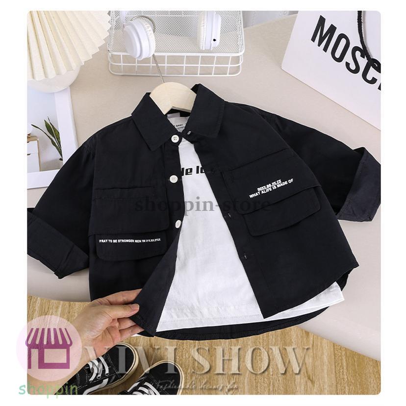 キッズ シャツ 長袖 トップス カジュアルシャツ アウター シンプル 動きやすい かわいい ノー あわせやすい 着やすい おしゃれ 