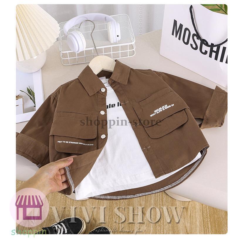 キッズ シャツ 長袖 トップス カジュアルシャツ アウター シンプル 動きやすい かわいい ノー あわせやすい 着やすい おしゃれ 