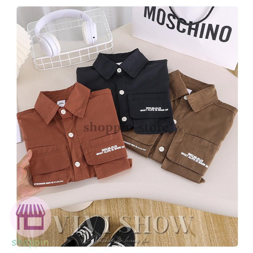 キッズ シャツ 長袖 トップス カジュアルシャツ アウター シンプル 動きやすい かわいい ノー あわせやすい 着やすい おしゃれ 