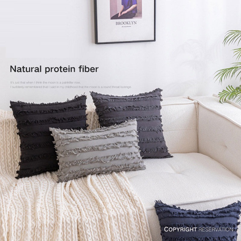 クッションカバー 北欧 おしゃれ マルチカラー長方形 ボヘミアン風 綿麻 インテリア 在宅勤務 洗濯可 高級感 柔らかい 春夏秋冬 洗濯OK フリンジ 背当て 