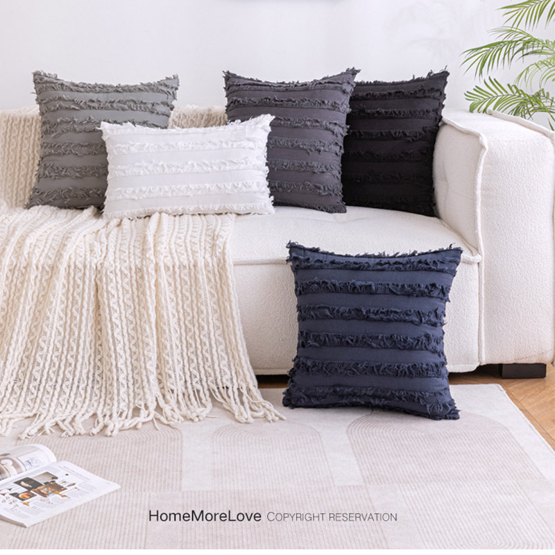 クッションカバー 北欧 おしゃれ マルチカラー長方形 ボヘミアン風 綿麻 インテリア 在宅勤務 洗濯可 高級感 柔らかい 春夏秋冬 洗濯OK フリンジ 背当て 