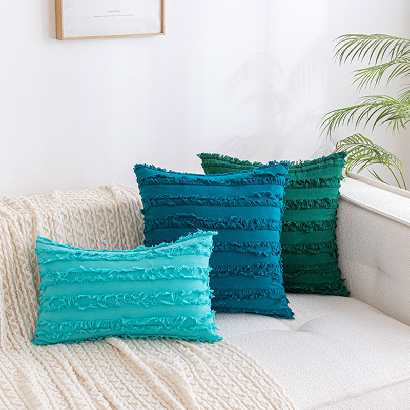 クッションカバー 北欧 おしゃれ マルチカラー長方形 ボヘミアン風 綿麻 インテリア 在宅勤務 洗濯可 高級感 柔らかい 春夏秋冬 洗濯OK フリンジ 背当て 