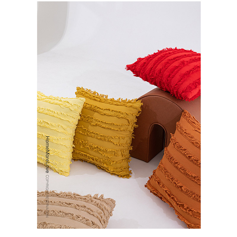 クッションカバー 北欧 おしゃれ マルチカラー長方形 ボヘミアン風 綿麻 インテリア 在宅勤務 洗濯可 高級感 柔らかい 春夏秋冬 洗濯OK フリンジ 背当て 