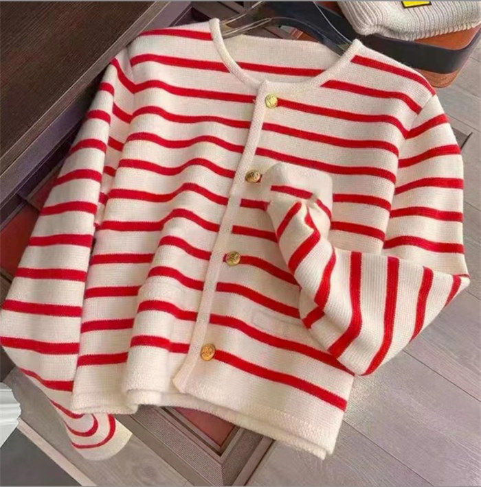 セーター レディース ニットカーディガン 秋 冬 ストライプ ショート丈 通学 可愛い セーター ニット 韓国風 大きいサイズ 通勤 ゆったり オシャレ 