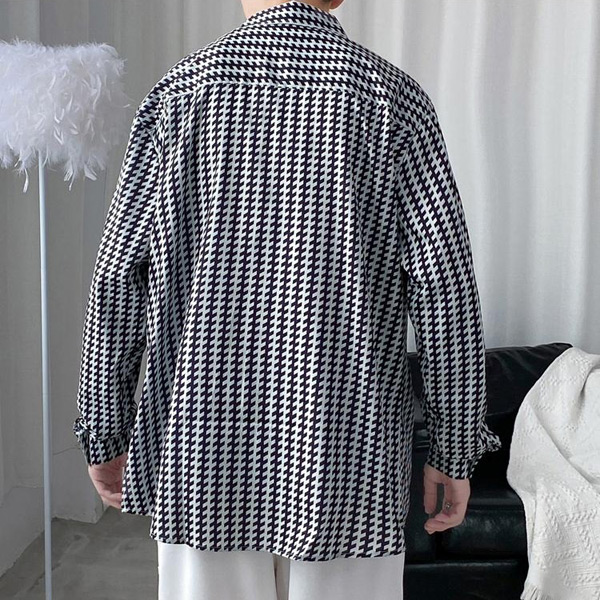 あり 柄シャツ 幾何柄 ストライプ柄 長袖シャツ 白 大きいサイズ 韓国 シャツ 秋服 ヒップホップ ビッグシルエット 黒 春服 衣装 ダンス 個性的 総柄 服 