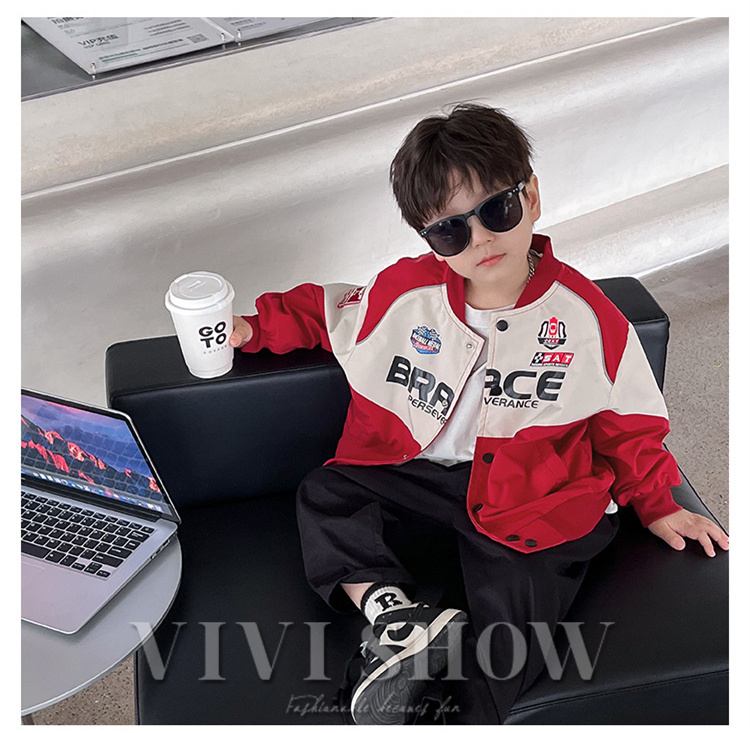 キッズ アウター 長袖 トップス シンプル カジュアル 動きやすい あわせやすい ジャンパー おしゃれ ゆったり ポケット 着やすい レーサー風 