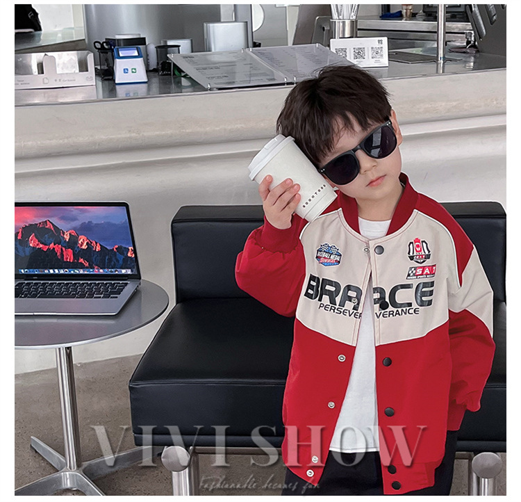 キッズ アウター 長袖 トップス シンプル カジュアル 動きやすい あわせやすい ジャンパー おしゃれ ゆったり ポケット 着やすい レーサー風 