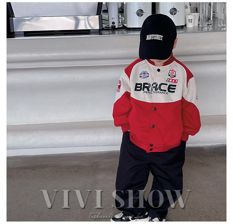 キッズ アウター 長袖 トップス シンプル カジュアル 動きやすい あわせやすい ジャンパー おしゃれ ゆったり ポケット 着やすい レーサー風 