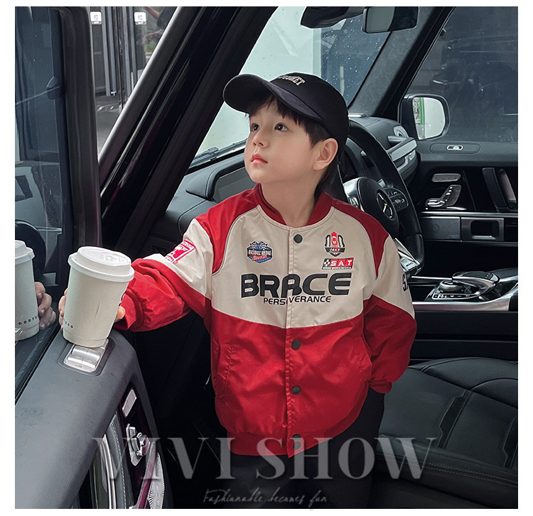 キッズ アウター 長袖 トップス シンプル カジュアル 動きやすい あわせやすい ジャンパー おしゃれ ゆったり ポケット 着やすい レーサー風 