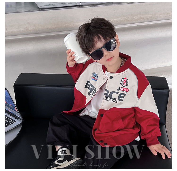 キッズ アウター 長袖 トップス シンプル カジュアル 動きやすい あわせやすい ジャンパー おしゃれ ゆったり ポケット 着やすい レーサー風 