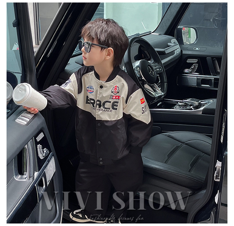 キッズ アウター 長袖 トップス シンプル カジュアル 動きやすい あわせやすい ジャンパー おしゃれ ゆったり ポケット 着やすい レーサー風 