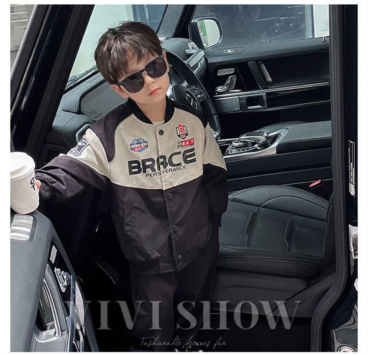 キッズ アウター 長袖 トップス シンプル カジュアル 動きやすい あわせやすい ジャンパー おしゃれ ゆったり ポケット 着やすい レーサー風 