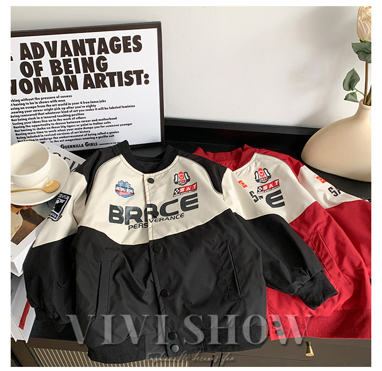 キッズ アウター 長袖 トップス シンプル カジュアル 動きやすい あわせやすい ジャンパー おしゃれ ゆったり ポケット 着やすい レーサー風 