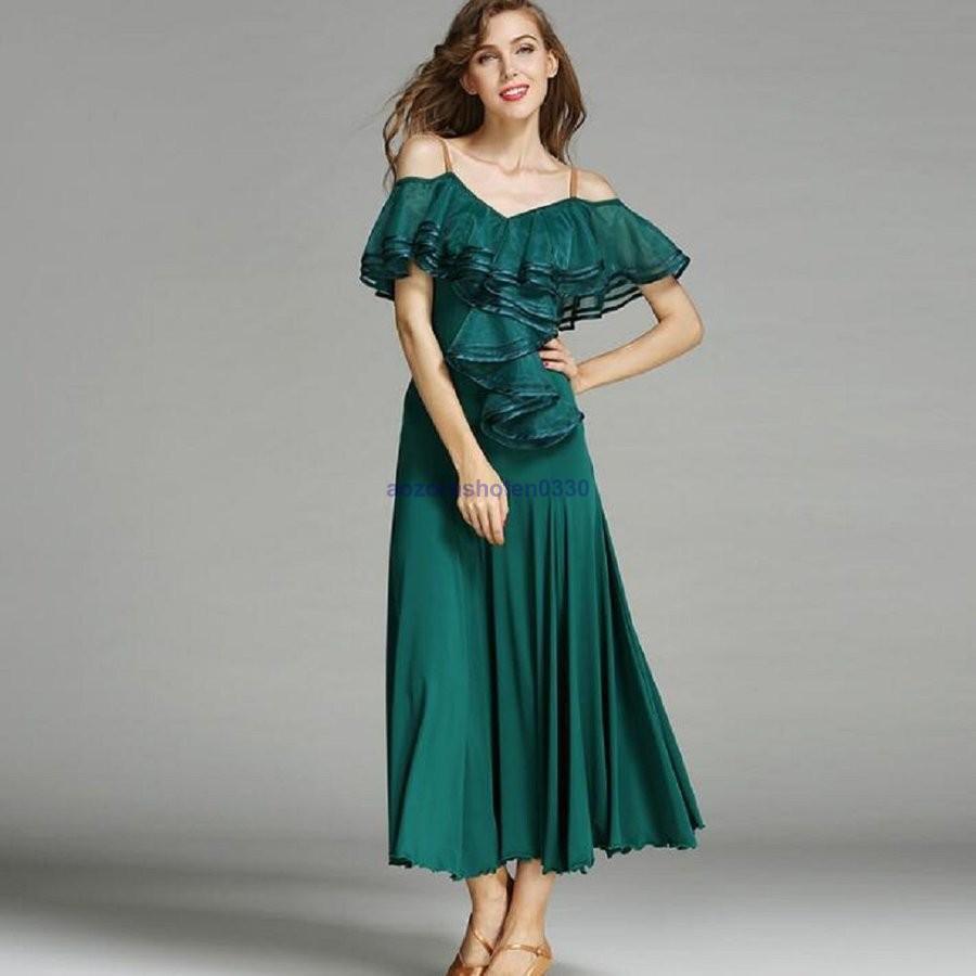 社交ダンス 衣装 練習着 ダンスウェア ステージ衣装 競技会 パーティー舞台衣装 競技用 レディース ワンピース 演出服 社交ダンス モダンドレス 