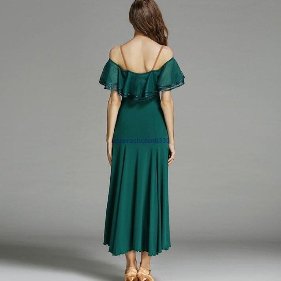 社交ダンス 衣装 練習着 ダンスウェア ステージ衣装 競技会 パーティー舞台衣装 競技用 レディース ワンピース 演出服 社交ダンス モダンドレス 