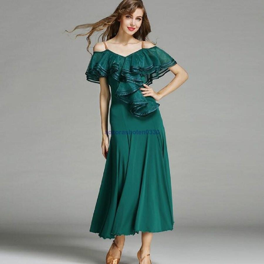 社交ダンス 衣装 練習着 ダンスウェア ステージ衣装 競技会 パーティー舞台衣装 競技用 レディース ワンピース 演出服 社交ダンス モダンドレス 