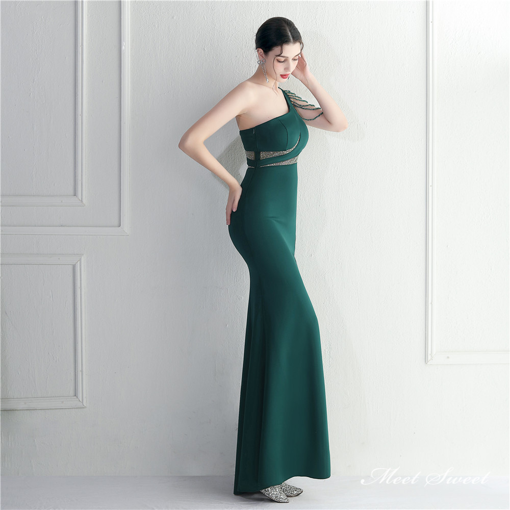 カラードレス マーメイドドレス パーティードレス イブニングドレス ワンショルダー スリット 発表会 ウェディングドレス 結婚式 ファスナー ビーズ 二次会 