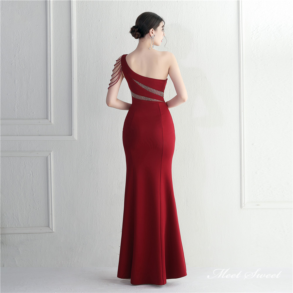 カラードレス マーメイドドレス パーティードレス イブニングドレス ワンショルダー スリット 発表会 ウェディングドレス 結婚式 ファスナー ビーズ 二次会 
