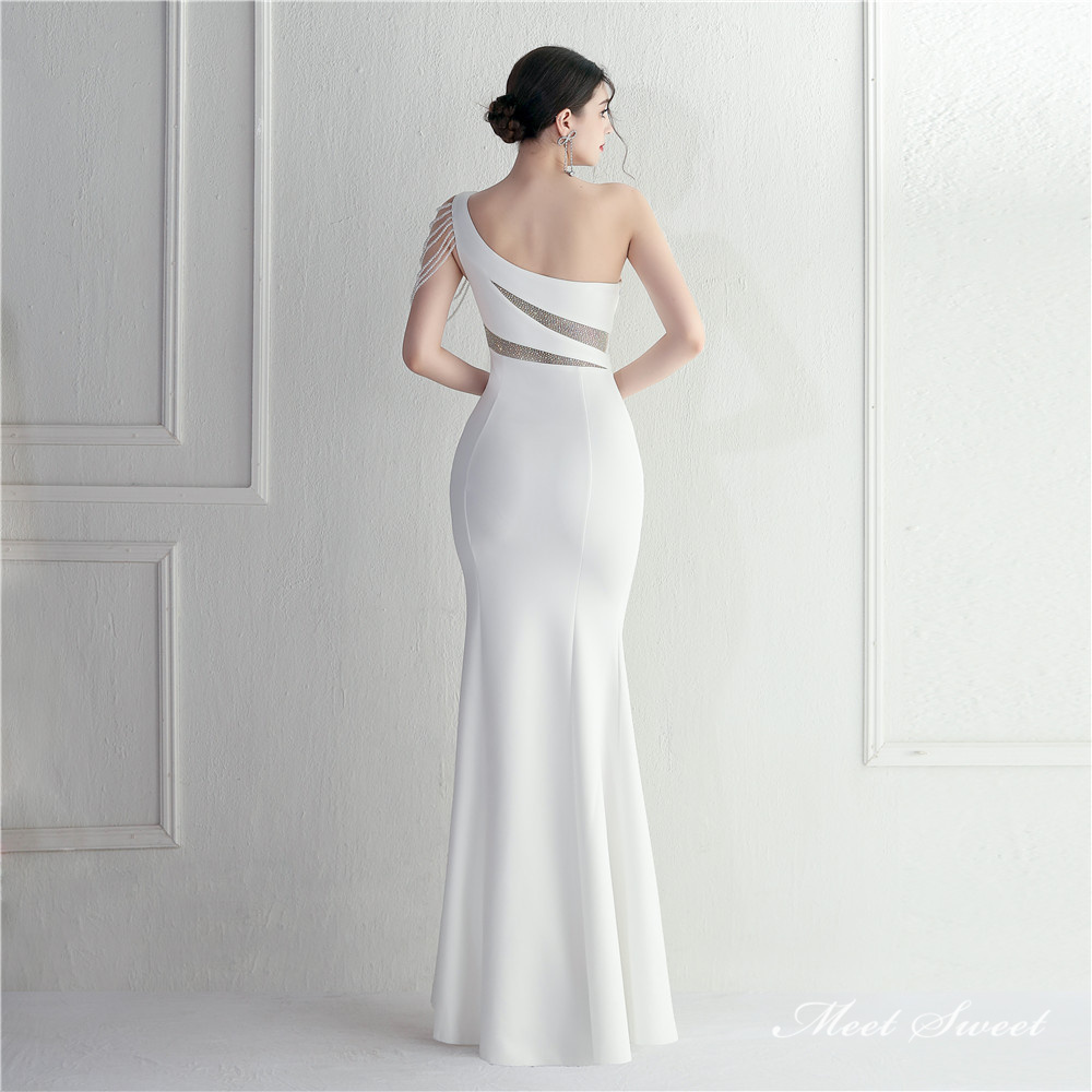 カラードレス マーメイドドレス パーティードレス イブニングドレス ワンショルダー スリット 発表会 ウェディングドレス 結婚式 ファスナー ビーズ 二次会 