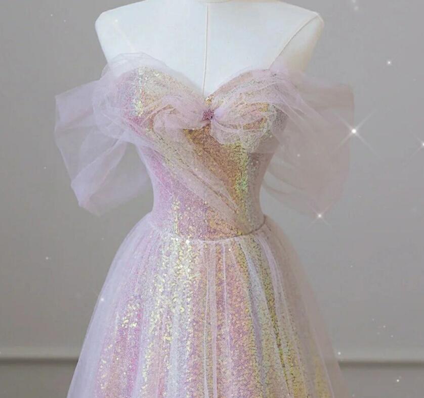 イブニングドレス レディース ワンピース パーティードレス オフショルダー スパンコール付き 演奏会 フフォーマル チュール コンサート 披露宴 