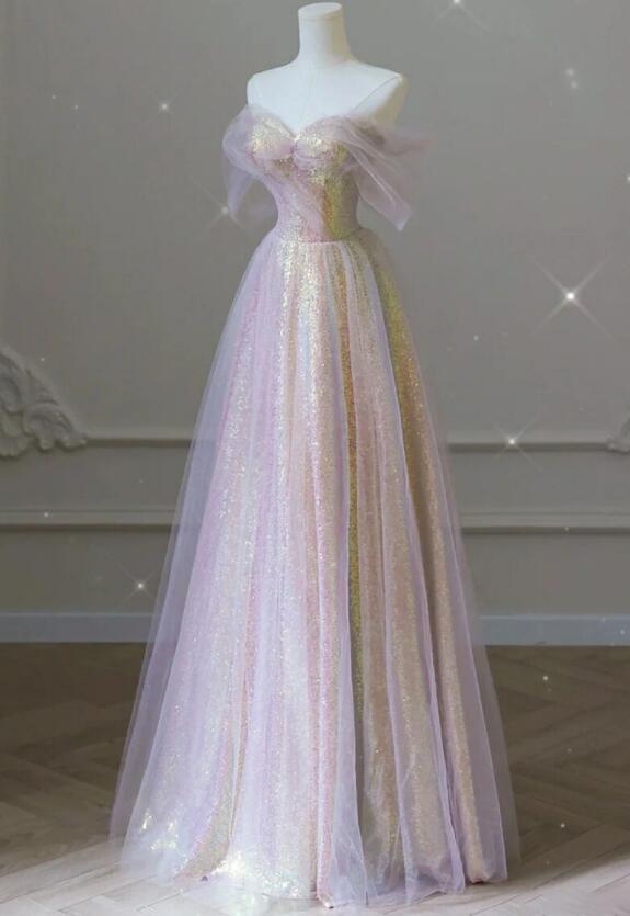 イブニングドレス レディース ワンピース パーティードレス オフショルダー スパンコール付き 演奏会 フフォーマル チュール コンサート 披露宴 