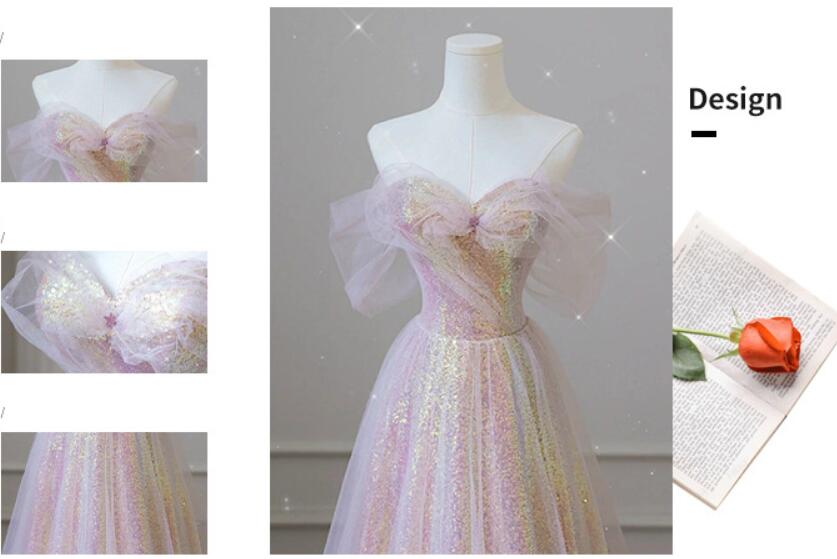 イブニングドレス レディース ワンピース パーティードレス オフショルダー スパンコール付き 演奏会 フフォーマル チュール コンサート 披露宴 