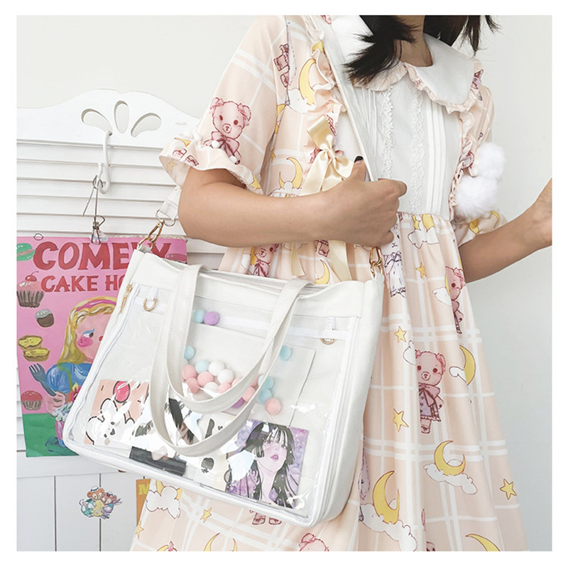 トートバッグ 大容量 A4 クリアバッグ ショルダー 2WAY ファスナー付き 大きめ ショルダーバッグ 仕切り 肩掛け 手提げ レディース 通学 