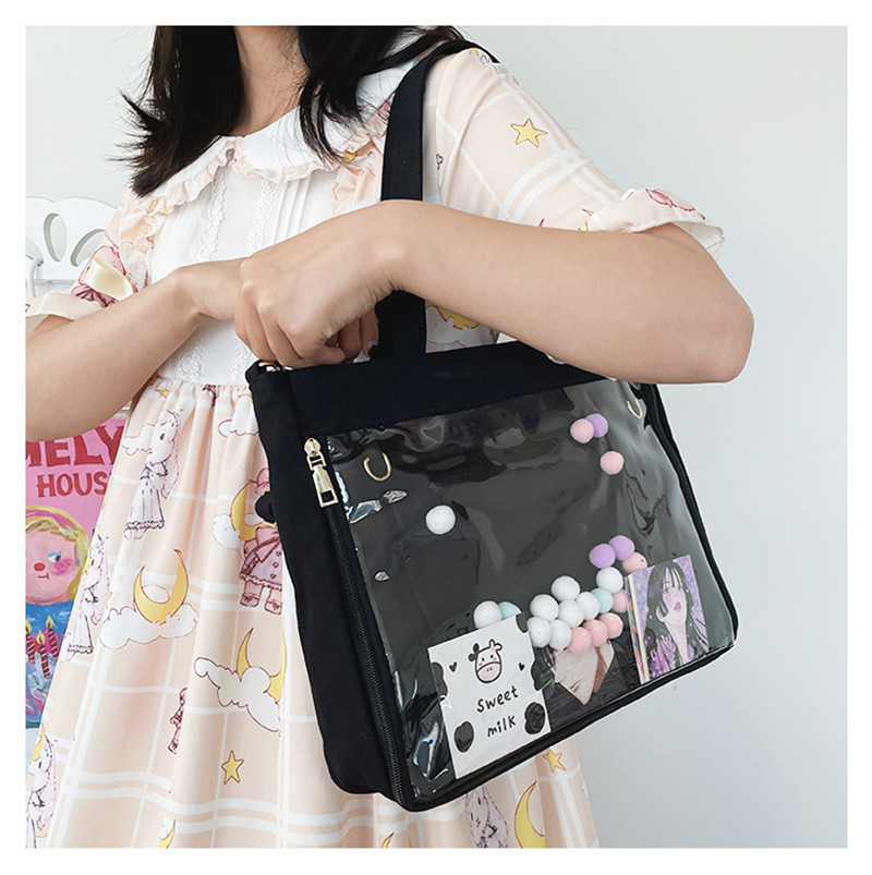 トートバッグ 大容量 A4 クリアバッグ ショルダー 2WAY ファスナー付き 大きめ ショルダーバッグ 仕切り 肩掛け 手提げ レディース 通学 