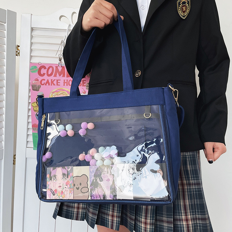 トートバッグ 大容量 A4 クリアバッグ ショルダー 2WAY ファスナー付き 大きめ ショルダーバッグ 仕切り 肩掛け 手提げ レディース 通学 