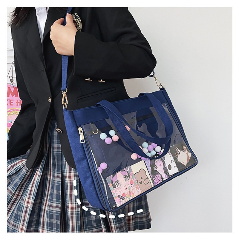 トートバッグ 大容量 A4 クリアバッグ ショルダー 2WAY ファスナー付き 大きめ ショルダーバッグ 仕切り 肩掛け 手提げ レディース 通学 