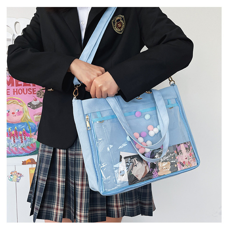 トートバッグ 大容量 A4 クリアバッグ ショルダー 2WAY ファスナー付き 大きめ ショルダーバッグ 仕切り 肩掛け 手提げ レディース 通学 