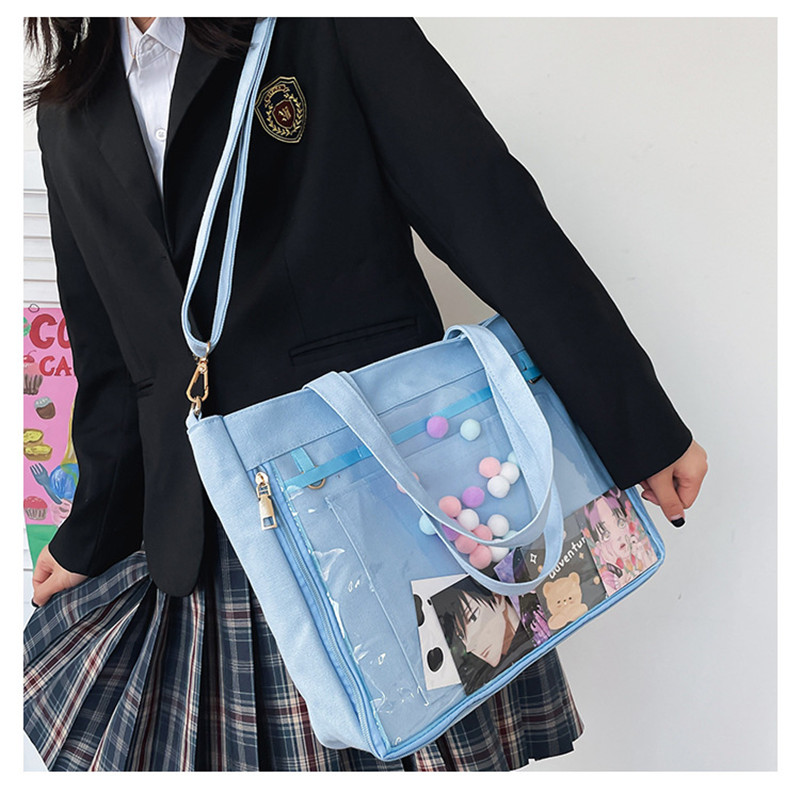 トートバッグ 大容量 A4 クリアバッグ ショルダー 2WAY ファスナー付き 大きめ ショルダーバッグ 仕切り 肩掛け 手提げ レディース 通学 