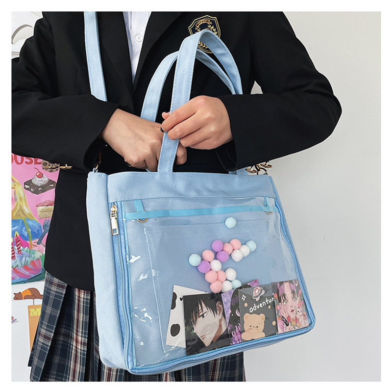 トートバッグ 大容量 A4 クリアバッグ ショルダー 2WAY ファスナー付き 大きめ ショルダーバッグ 仕切り 肩掛け 手提げ レディース 通学 