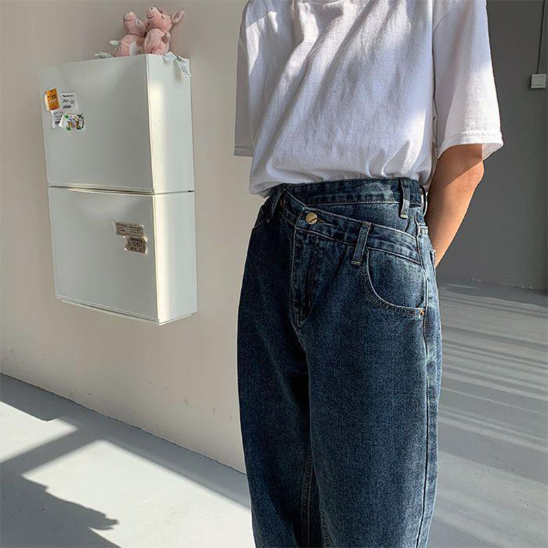 デニム レディース パンツ ストレート デニムパンツ ワイドパンツ 美脚 ボゴムストレッチ ハイウエスト 脚長 