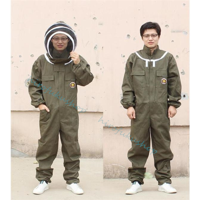 養蜂用 防護服 蜂防護服 保護服 フェイスネット付き 手袋付き 一体式 刺され防止 男女兼用 ガーデニング 上下服 ハチ防護服 厚手 害虫駆除 