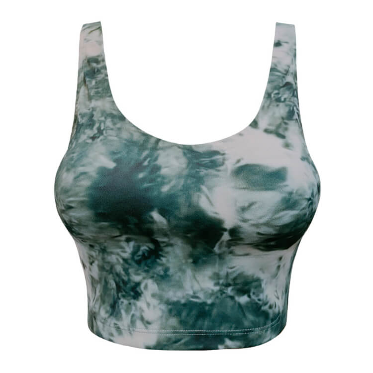 ヨガウェア タンクトップ ホットヨガ ブラ スポーツブラ 柄 インナー フィットネス Uネック 長め 体系カバー おしゃれ ノースリーブ トップス 