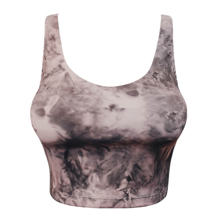 ヨガウェア タンクトップ ホットヨガ ブラ スポーツブラ 柄 インナー フィットネス Uネック 長め 体系カバー おしゃれ ノースリーブ トップス 