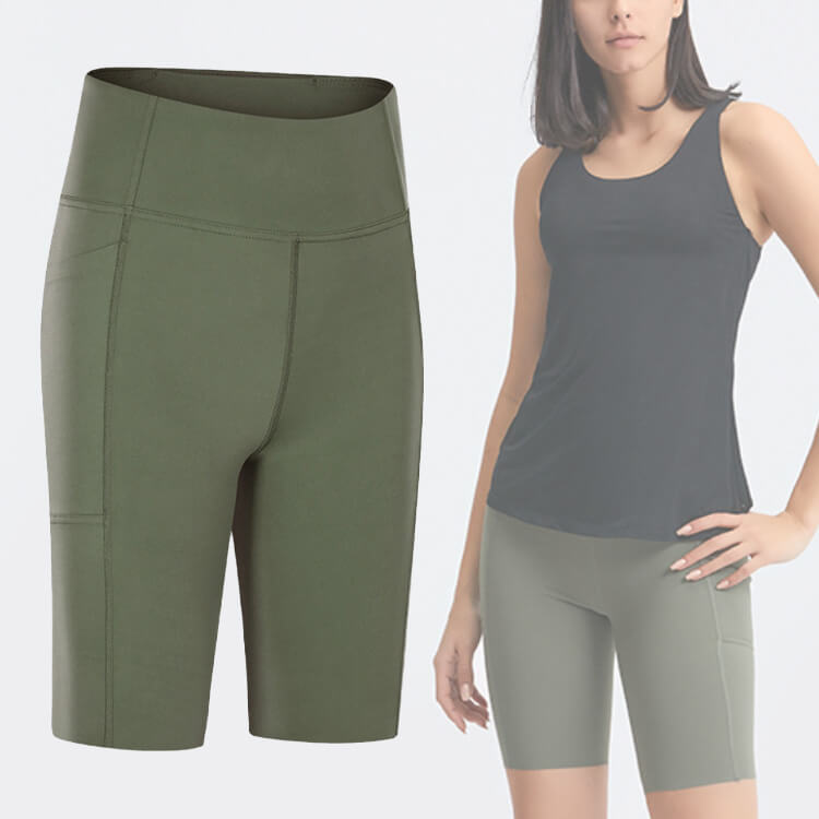 ヨガウェア ホットヨガ ヨガパンツ パンツ レギンス スパッツ ポケット 膝上 ハイウエスト レディース ショート丈 スポーツウエア スポーツウェア 