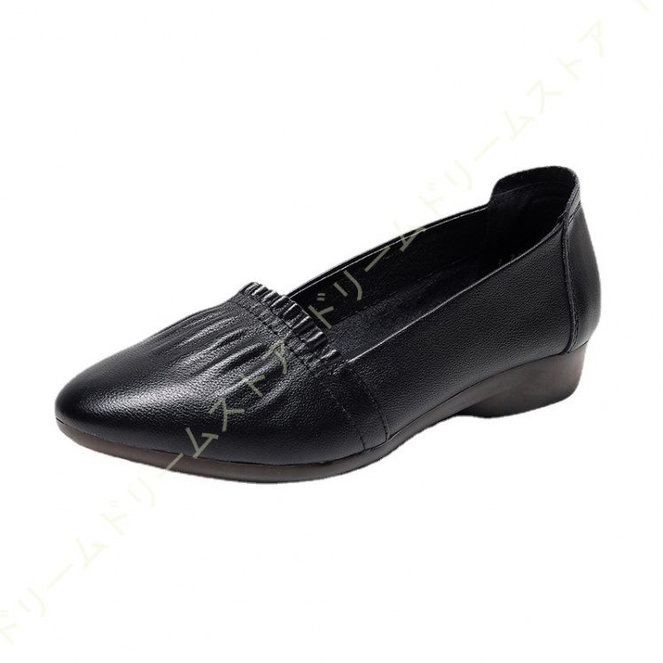 歩きやすい パンプス ウェッジソール ローヒール フラットパンプス レディース ギャザー 美脚 痛くない コンフォート アーモンドトゥ スリッポン 3CMヒール 