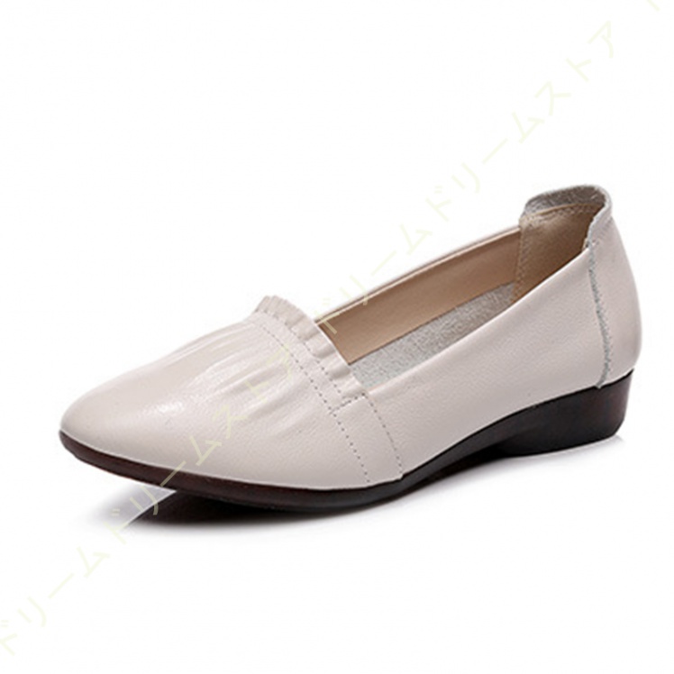 歩きやすい パンプス ウェッジソール ローヒール フラットパンプス レディース ギャザー 美脚 痛くない コンフォート アーモンドトゥ スリッポン 3CMヒール 