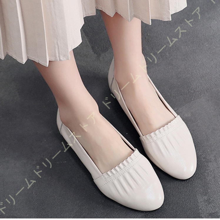 歩きやすい パンプス ウェッジソール ローヒール フラットパンプス レディース ギャザー 美脚 痛くない コンフォート アーモンドトゥ スリッポン 3CMヒール 