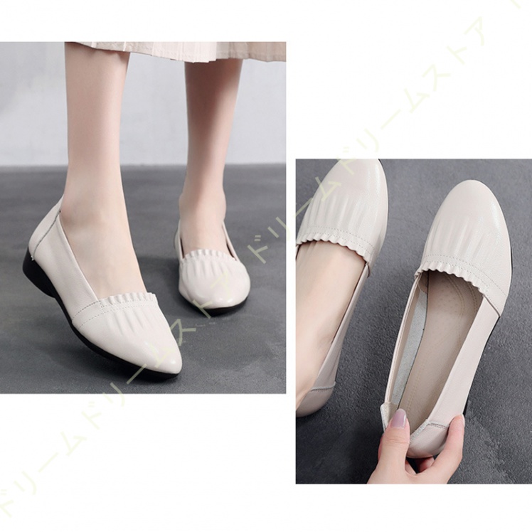 歩きやすい パンプス ウェッジソール ローヒール フラットパンプス レディース ギャザー 美脚 痛くない コンフォート アーモンドトゥ スリッポン 3CMヒール 