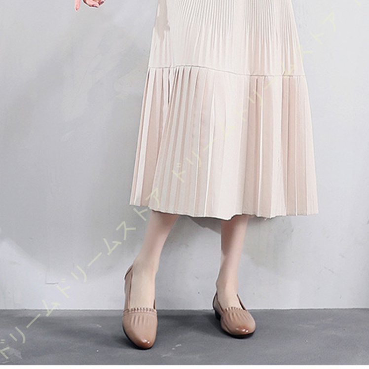 歩きやすい パンプス ウェッジソール ローヒール フラットパンプス レディース ギャザー 美脚 痛くない コンフォート アーモンドトゥ スリッポン 3CMヒール 