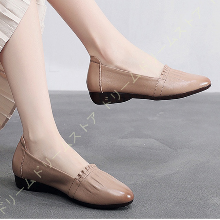 歩きやすい パンプス ウェッジソール ローヒール フラットパンプス レディース ギャザー 美脚 痛くない コンフォート アーモンドトゥ スリッポン 3CMヒール 