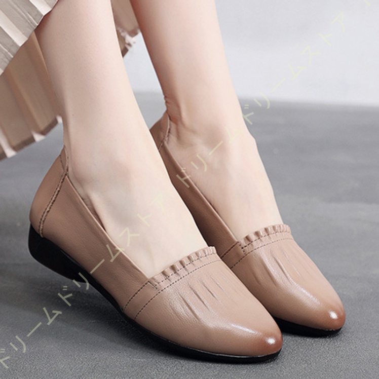 歩きやすい パンプス ウェッジソール ローヒール フラットパンプス レディース ギャザー 美脚 痛くない コンフォート アーモンドトゥ スリッポン 3CMヒール 