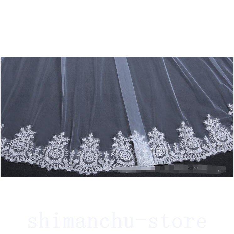 ロングベールウエディングベールロングベールダウンベール花柄レース刺繍ブライダル結婚式ベール花嫁披露宴1.5 3 5Mウェディング小物二次会  