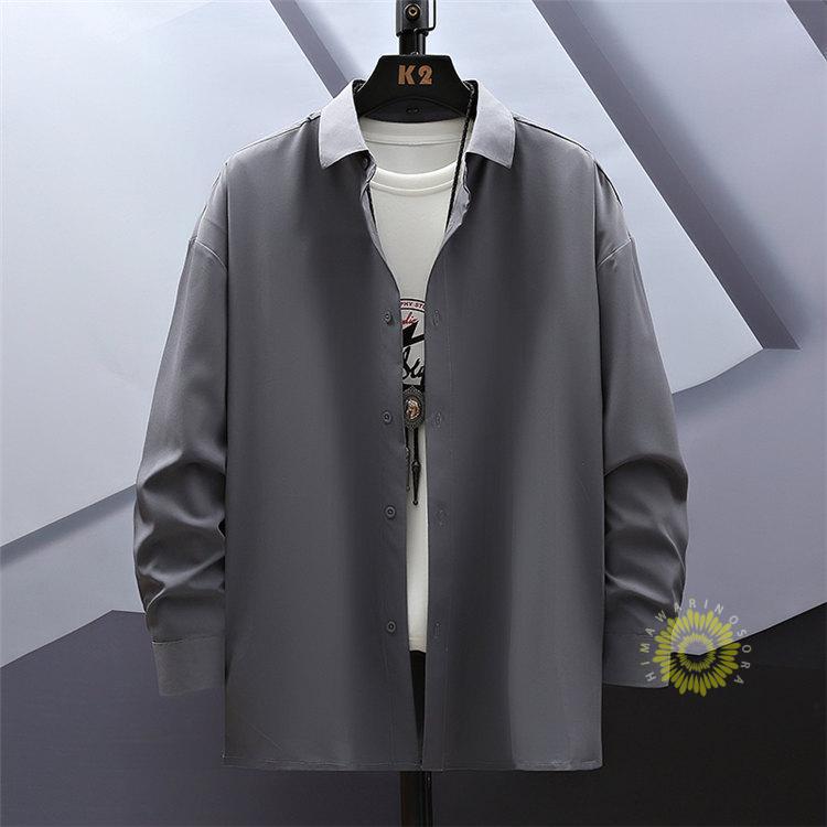 長袖シャツ メンズ シャツ ゆったり カジュアルシャツ 無地 ビジネス おしゃれ 大きいサイズ 白シャツ 秋服 秋 ファッション トップス 