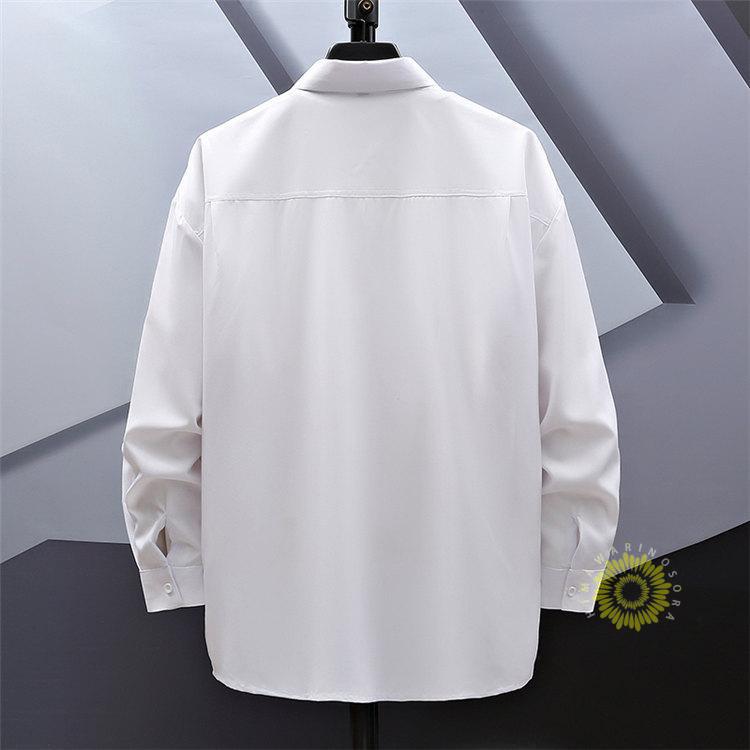 長袖シャツ メンズ シャツ ゆったり カジュアルシャツ 無地 ビジネス おしゃれ 大きいサイズ 白シャツ 秋服 秋 ファッション トップス 