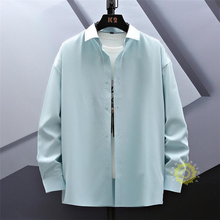 長袖シャツ メンズ シャツ ゆったり カジュアルシャツ 無地 ビジネス おしゃれ 大きいサイズ 白シャツ 秋服 秋 ファッション トップス 